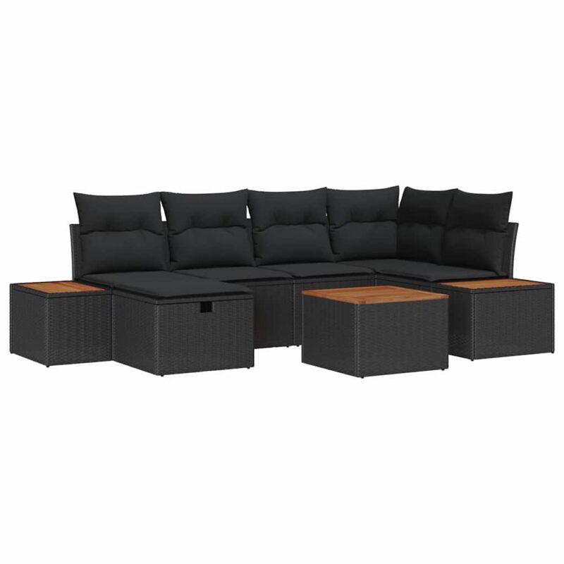 Градински комплект мебели полиратан 7 части черен 55x62x69 см » XLGarden