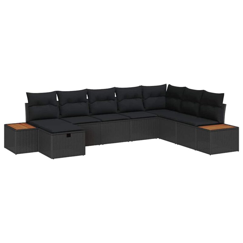 Градински модулен комплект 8 части полиратан черен 55x62x69 см » XLGarden
