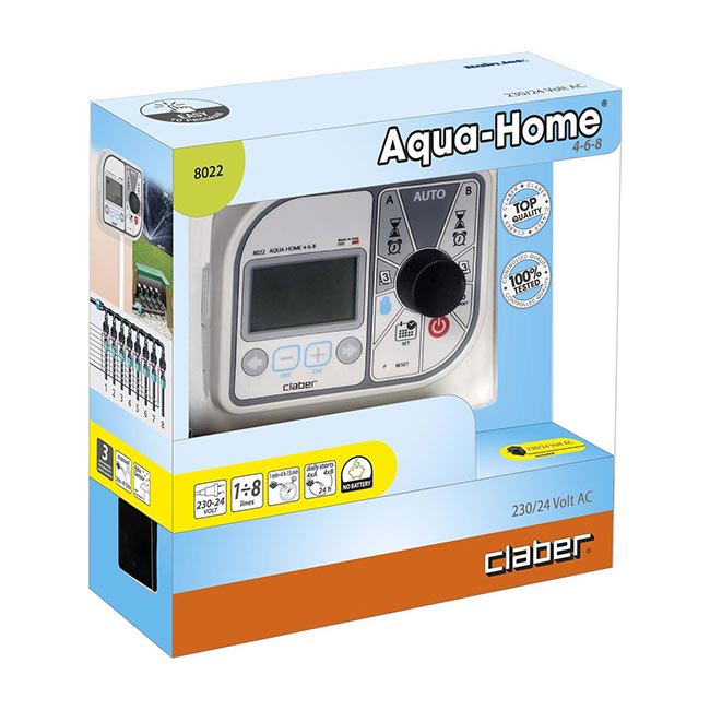 Компютър за напояване Claber AQUA HOME 4-6-8 линии, ABS » XLGarden