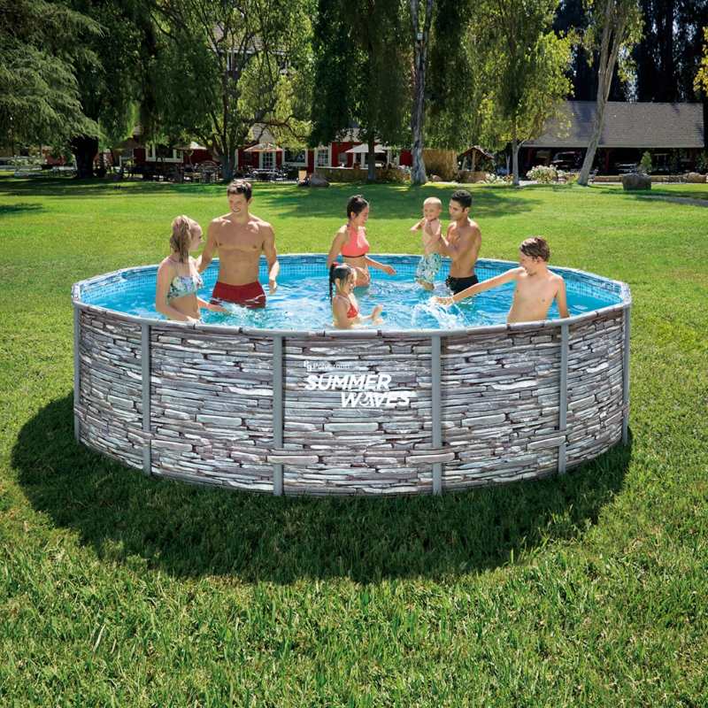 Наземен басейн с метална рамка кръгъл 427 x 107 cm, PVC-полиестер » XLGarden