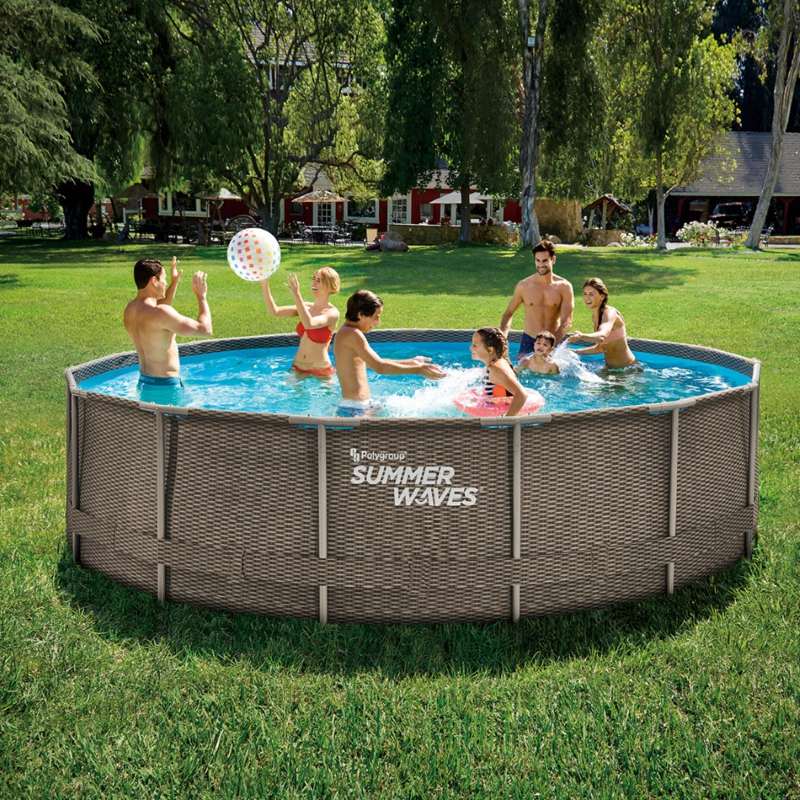 Наземен басейн с метална рамка кръгъл 457 x 107 cm PVC-полиестер » XLGarden