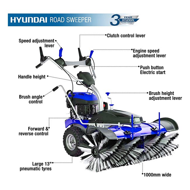 Самоходна моторна ротационна метла Hyundai HYSW 1000, 173 куб.см » XLGarden